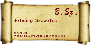 Bolváry Szabolcs névjegykártya