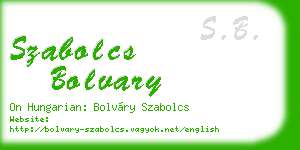 szabolcs bolvary business card
